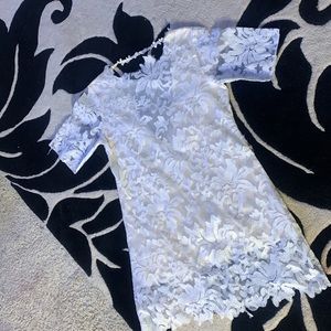 Elegant white lace/ off white slip mini cocktail dress